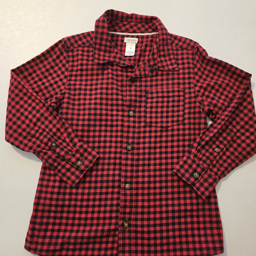 Carter's Kids Red and Black Plaid Shirt